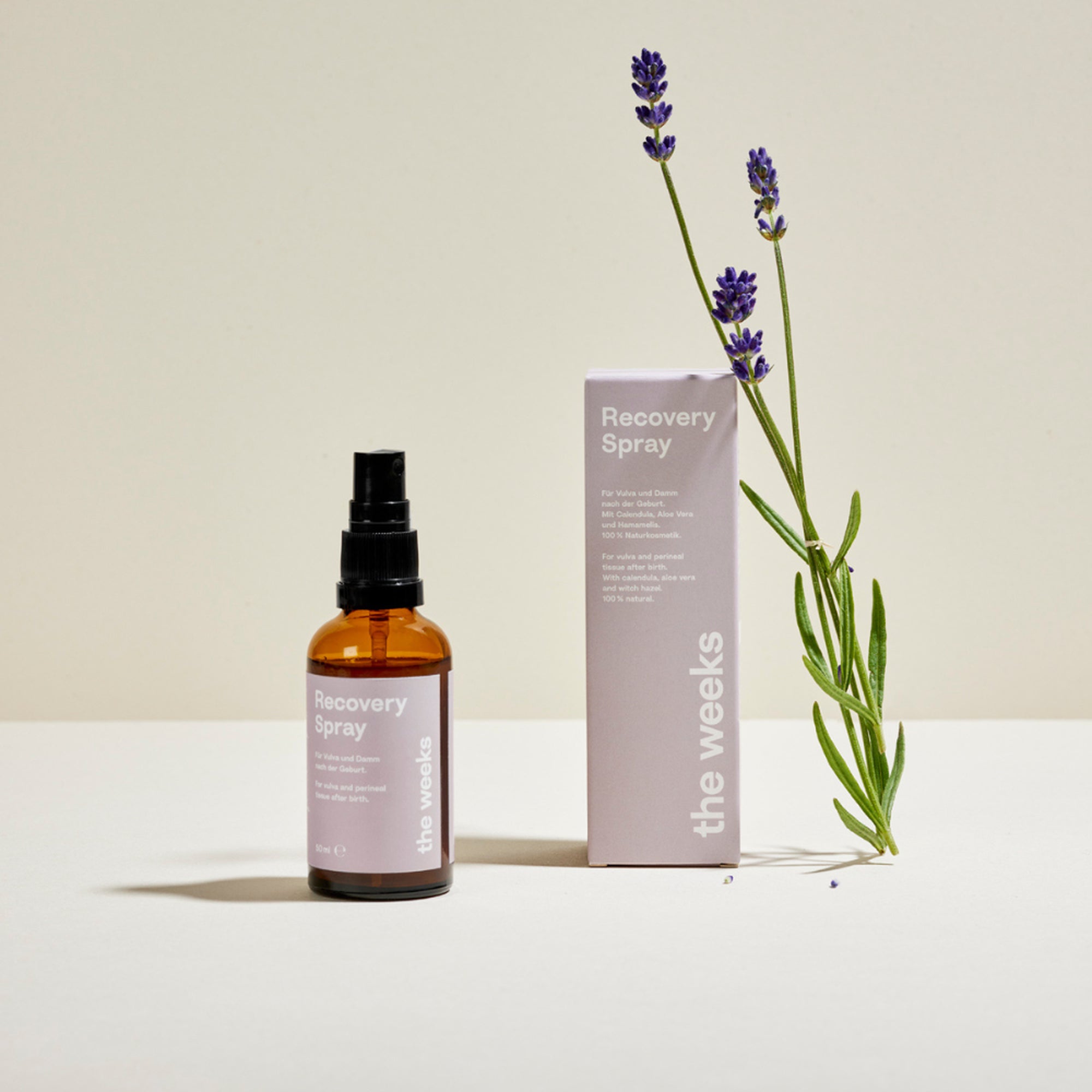 Recovery Spray für Geburtsverletzungen mit und ohne Verpackung